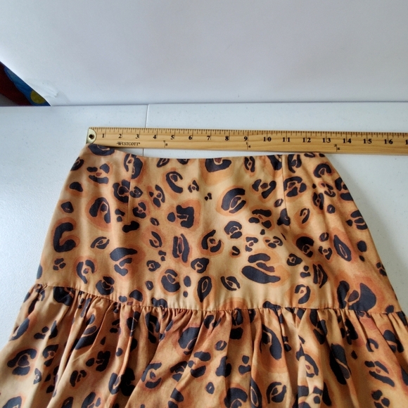 Mara Hoffman Marzia Tiered Maxi Skirt Size 2 Animal Print Ruffle Tan Brown Party - Picture 7 of 12
